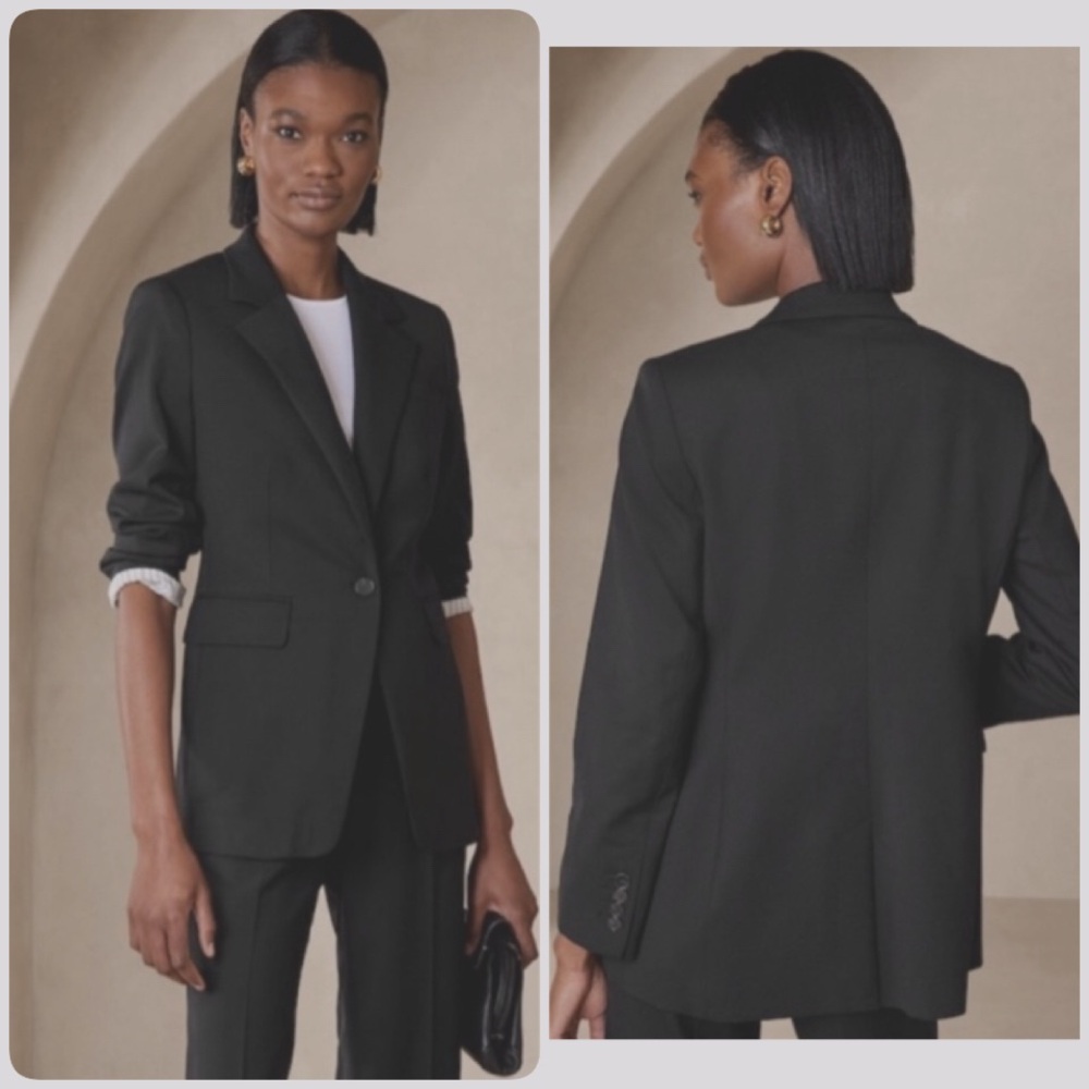 Banana Republic Siena Italian Wool Black Blazer 14